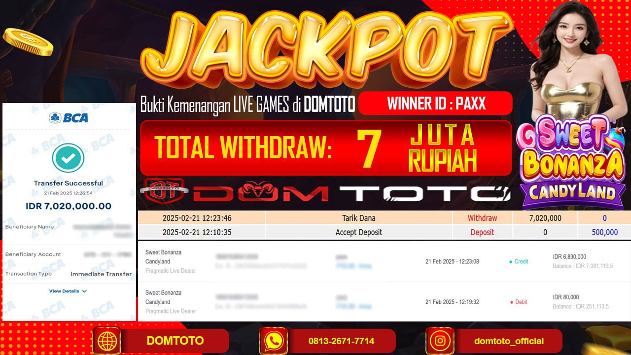 JACKPOT SLOT SWEET BONANZA CANDYLAND 21 FEBRUARI 2025